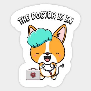 Cute orange dog is a doctor Sticker